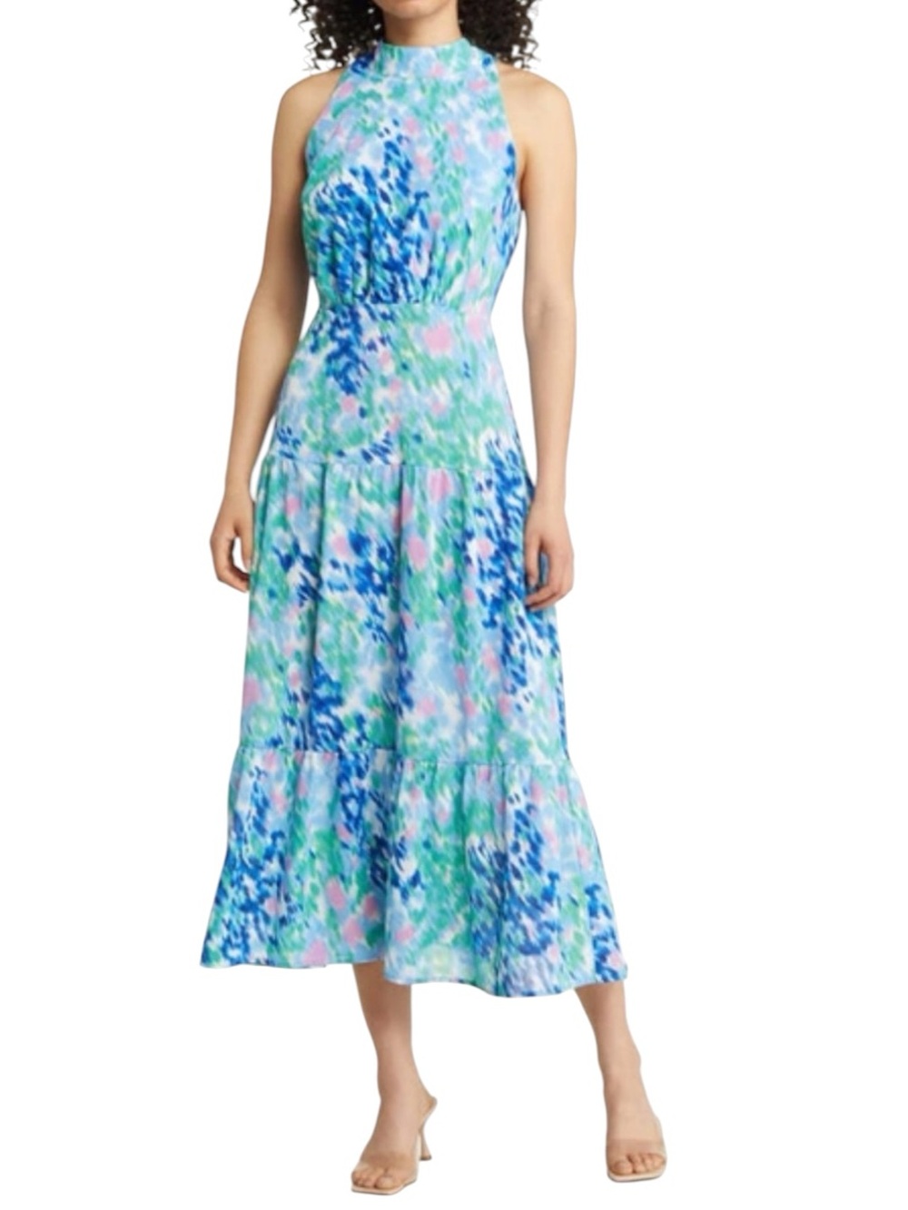 New with tag Sam Edelman Brush Stroke Garden High Neck Dress Maxi Size 6 Fairy